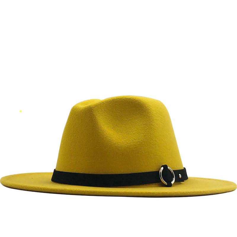 Autumn and Winter New Woolen Top Hat Flat-brimmed Big Eave Hat Versatile Straight-edged Jazz Hat Church Hat