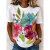 Fashion Women Retro Creative Ink Wash Flower Print T Shirt Funny Casual O-neck Short Sleeves T-shirt Summer Female Tee Shirt
