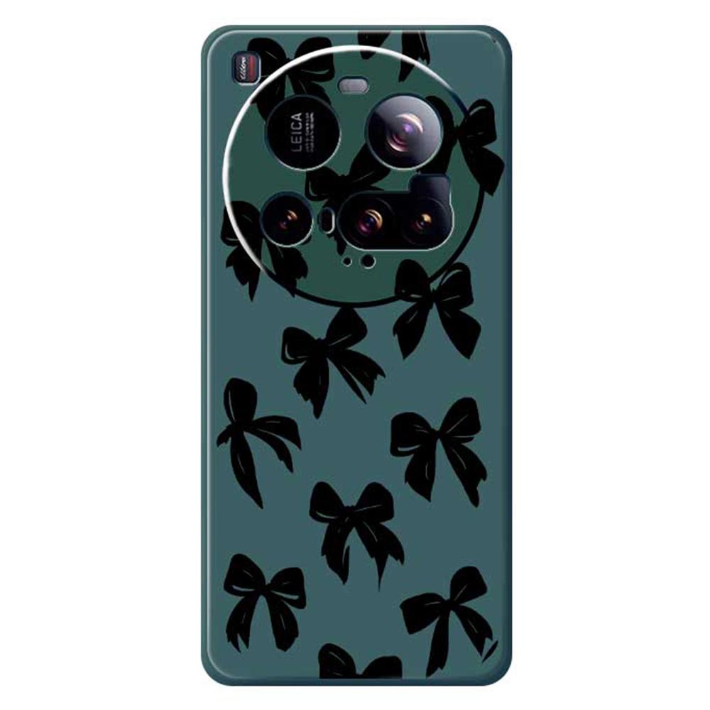 For Xiaomi 15 Ultra Case Black Bow Pattern Printing Straight Edge TPU Phone Back Cover