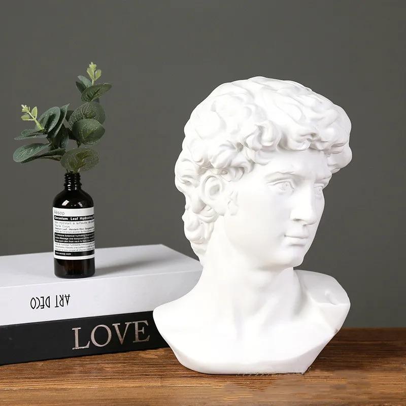 Greek David Bust Statue Resin Decorative Figurines Sculpture Home Office Bookshelf Desk Living Room Decor Mythology Ornaments