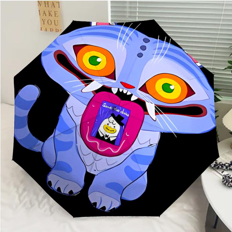 Kpop Hunter10 Print Automatic Umbrella, 8 Rib Iron Frame, Plastic Handle, Suitable for Outdoor Travel &Daily , Ideal Gift
