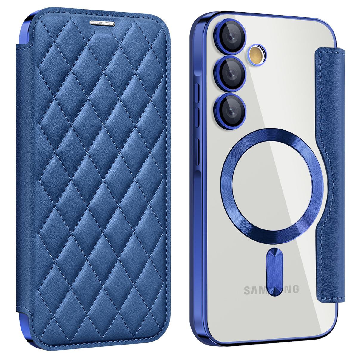 

Для Samsung Galaxy A55 5G Магнитный чехол с держателем для карт с RFID-блокировкой Кожаная крышка для телефона Sapphire