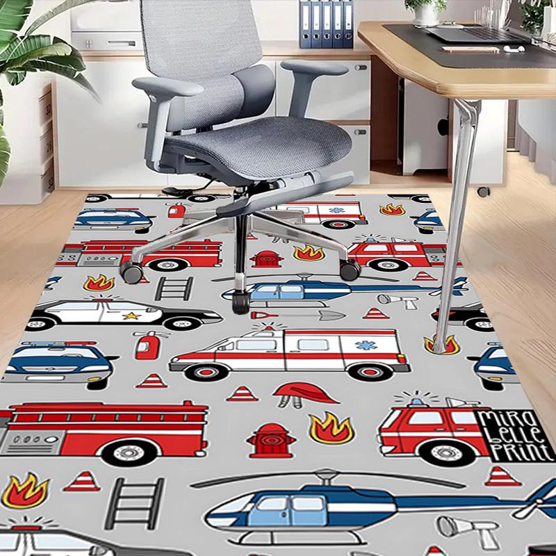 1PC ambulance firetruck Extra Large Non Slip Floor carpet, Office, family, bedroom, Studio   Large Area Rug Indoor Rugs, , Vibrant Colors