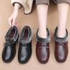 Shoes cotton shoes winter soft-soled comfortable leather shoes women's middle-aged and old warm shoes non-slip flat-soled velvet elderly shoes women