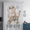 Two Kittens Sheer Window Curtains For Living Room Bedroom Modern Voile Tulle Curtains Fabric Drapes For Kitchen