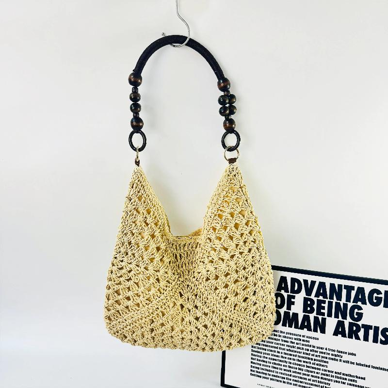 Versatile Holiday Woven Straw Bag - Women's Crochet Shoulder & Beach Tote