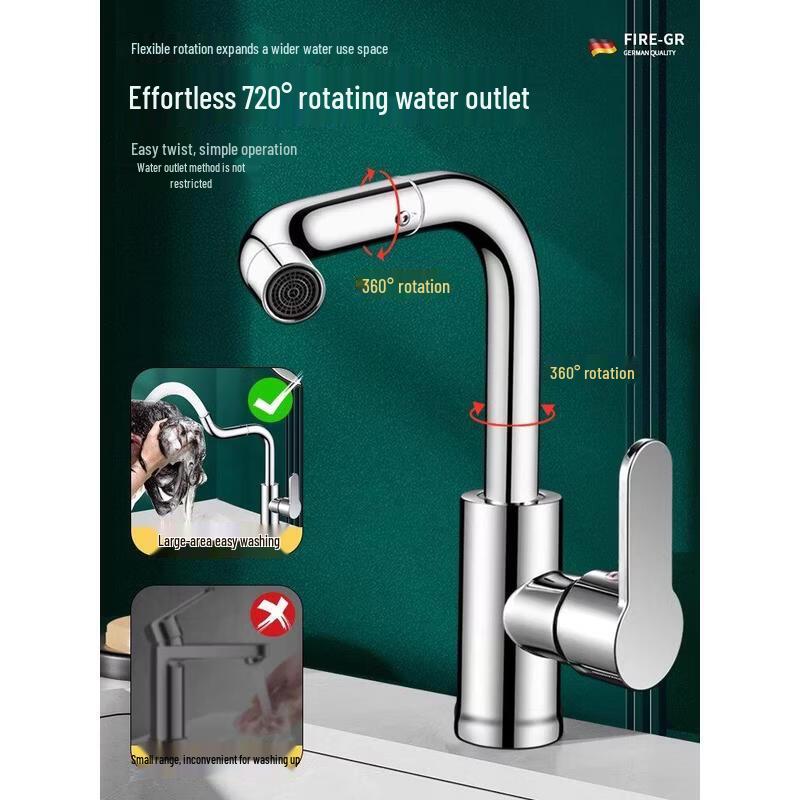 HANDUNYOU Black Deck-Mounted Basin Faucet