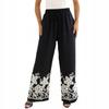 Women's Summer Loose Palazzo Pants with Boho Embroidery Black S / M