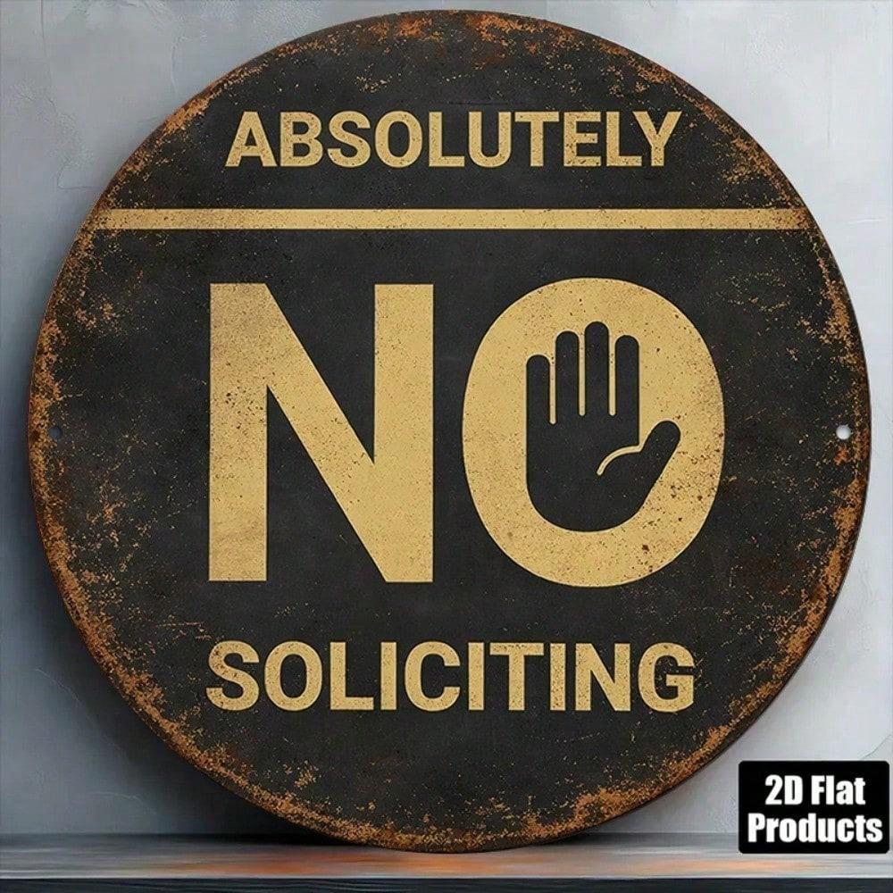 1pc 8x8in Vintage Round No Soliciting Sign Decorative Do Not Disturb Plaque for Home Office Store Gift