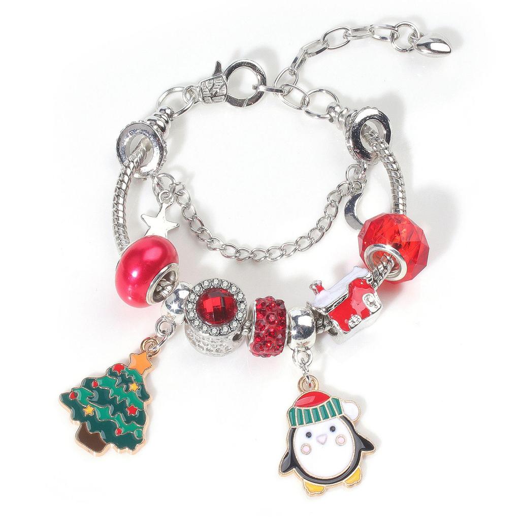 European-American Christmas Snowflake Crystal Beaded Bracelet - Women's Alloy Jewelry