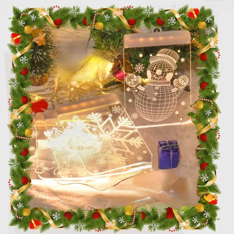 LED Light Christmas Decoration Supplies 3D Bell Snowflake Hanging Lamp Romantic Room Decoration Acrylic Curtain Lamp House Decor