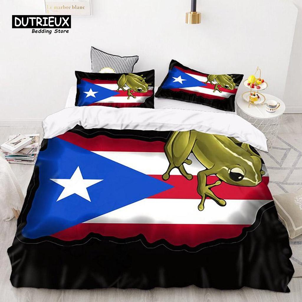Puerto Rico National Flag Duvet Cover Set Twin Full King Size Gay Rainbow Bedding Set Microfiber Star Love Heart Comforter Cover