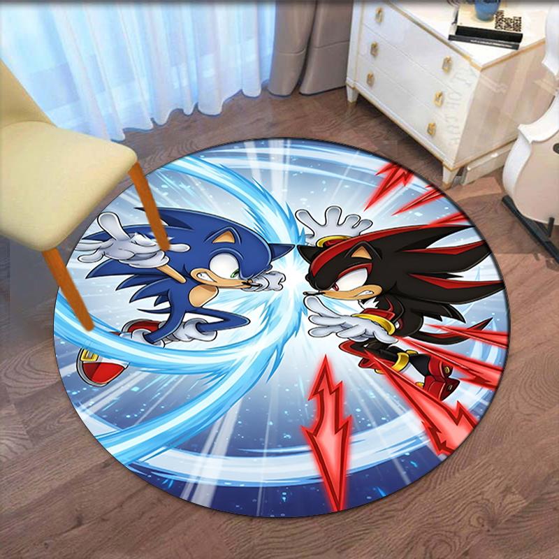 Sonic Printed Round Rug Carpet Chair Rug Area Rug Entryway Doormats,for Office Chair Living Room Bedroom Kitchen Room.