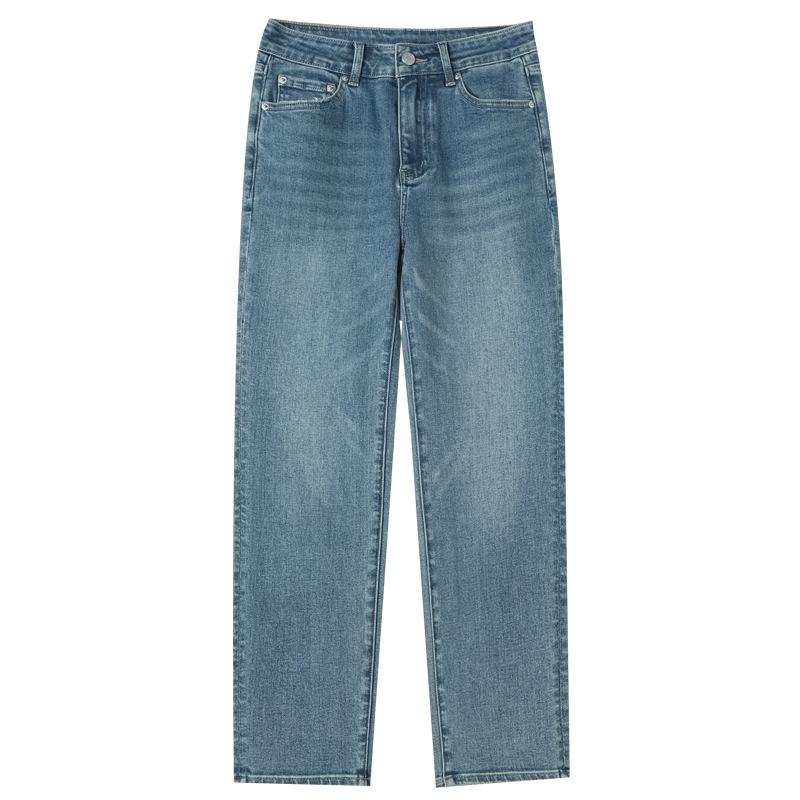 Women's High Waist Slimming Blue Nine-Point Cigarette Jeans - Narrow Leg, Petite Fit, Autumn Collection 9356