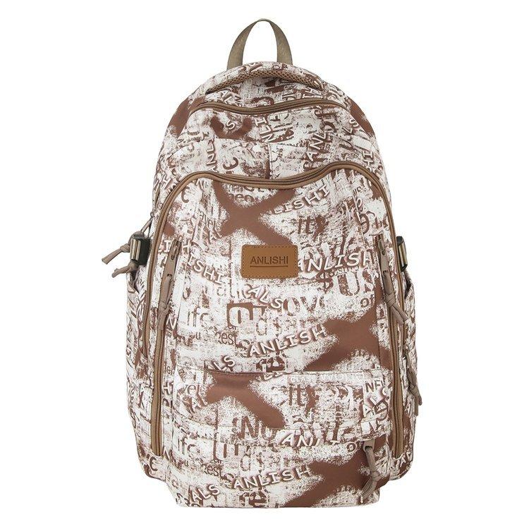 Schoolbag high-value trendy brand fashionable simple graffiti versatile schoolbag 3rd to 6th grade junior high school student backpack