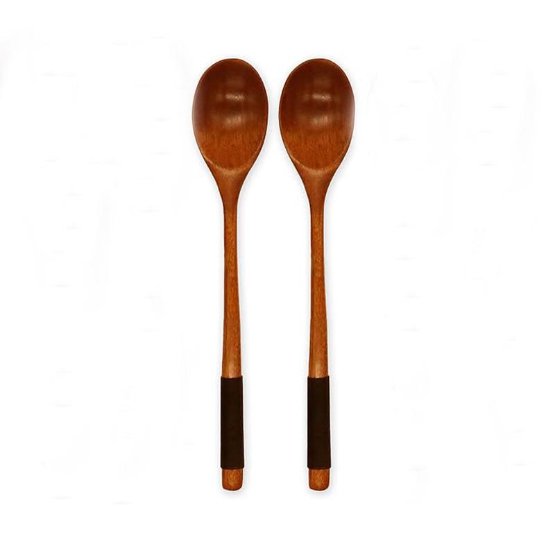 2Pcs Long Handle Large Natural Oval Spoon Set Spoon Tableware Ellipse Ladle Set Eco Friendly Spoon Tableware For Kitchen Tool