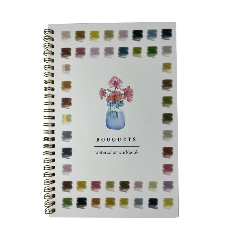 Watercolor Painting Kit with Paint Brushes and 12 Colors of Paint Spiral-Bound Pages Water Coloring Books Art Draw Sketch Books