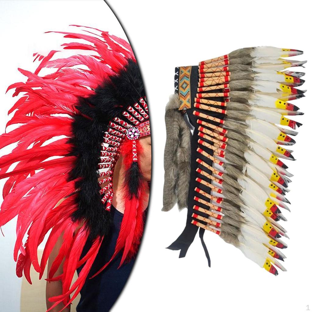 Native American Artificial Feather Headdress for Costumes Multipurpose