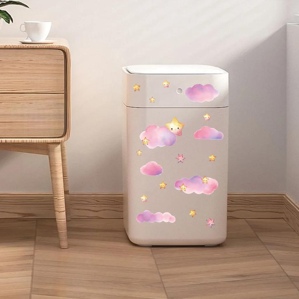 Stars Clouds Glowing Pink Wall Stickers for Kids Girls Room Bedroom Home Decor Glow in the Dark Fluorescent Light Switch Sticker