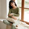WeChat Herbst/Winter Damen Niedlicher Stil Rundhals Pyjama-Set - Langarm und Hose