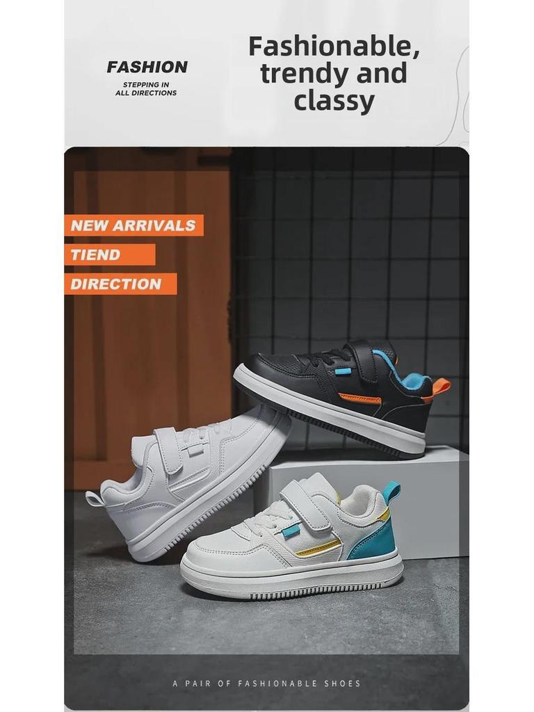 Children's Waterproof Non-Slip Leather Sports Shoes - New Spring/Autumn Collection, Medium & Large Sizes, White