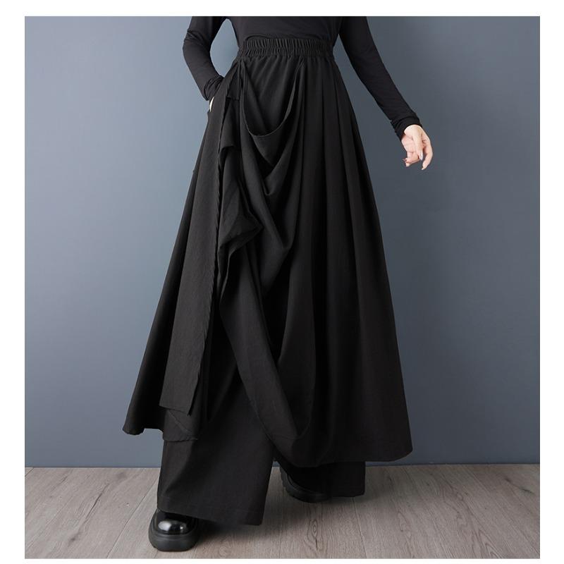 DIMANAF Dámské spodní díly nadměrných velikostí Nové dlouhé kalhoty Sukně Volné kalhoty Velká velikost Ležérní Jaro Podzim Jednobarevná Černá