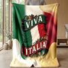 Italy Football Printed Flannel Blanket Skin Friendly Warm Decorative Throw for Indoor Couch Bed Daily Use