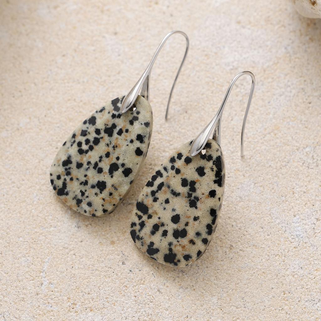 High End Tianhe Stone Pendant Earrings with Elegant Geometric Shapes, Popular European and American Jewelry Accessories