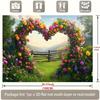 2D Romantic Spring Meadow with Heart Flower Arch Photography Background