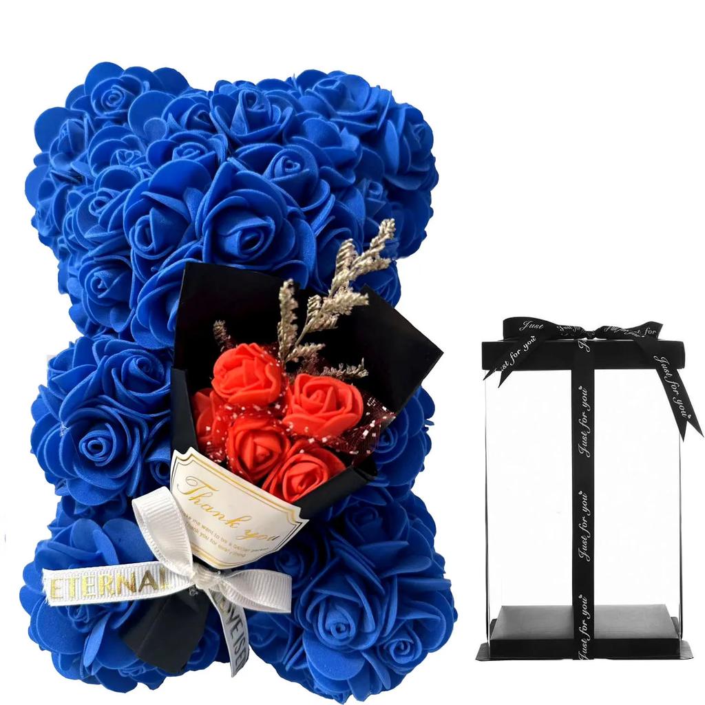 25cm Rose Flower Teddy Bear Gift Set In Premium Box Valentines Day Present For Her Mothers Birthday Anniversary Romance
