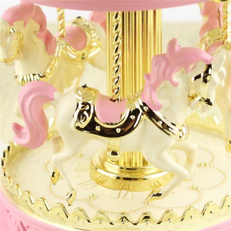 3 Horse Carousels Music Box Color Light Musical Box Christmas Birthday Presents Gift for Daughter Mom Granddaughter