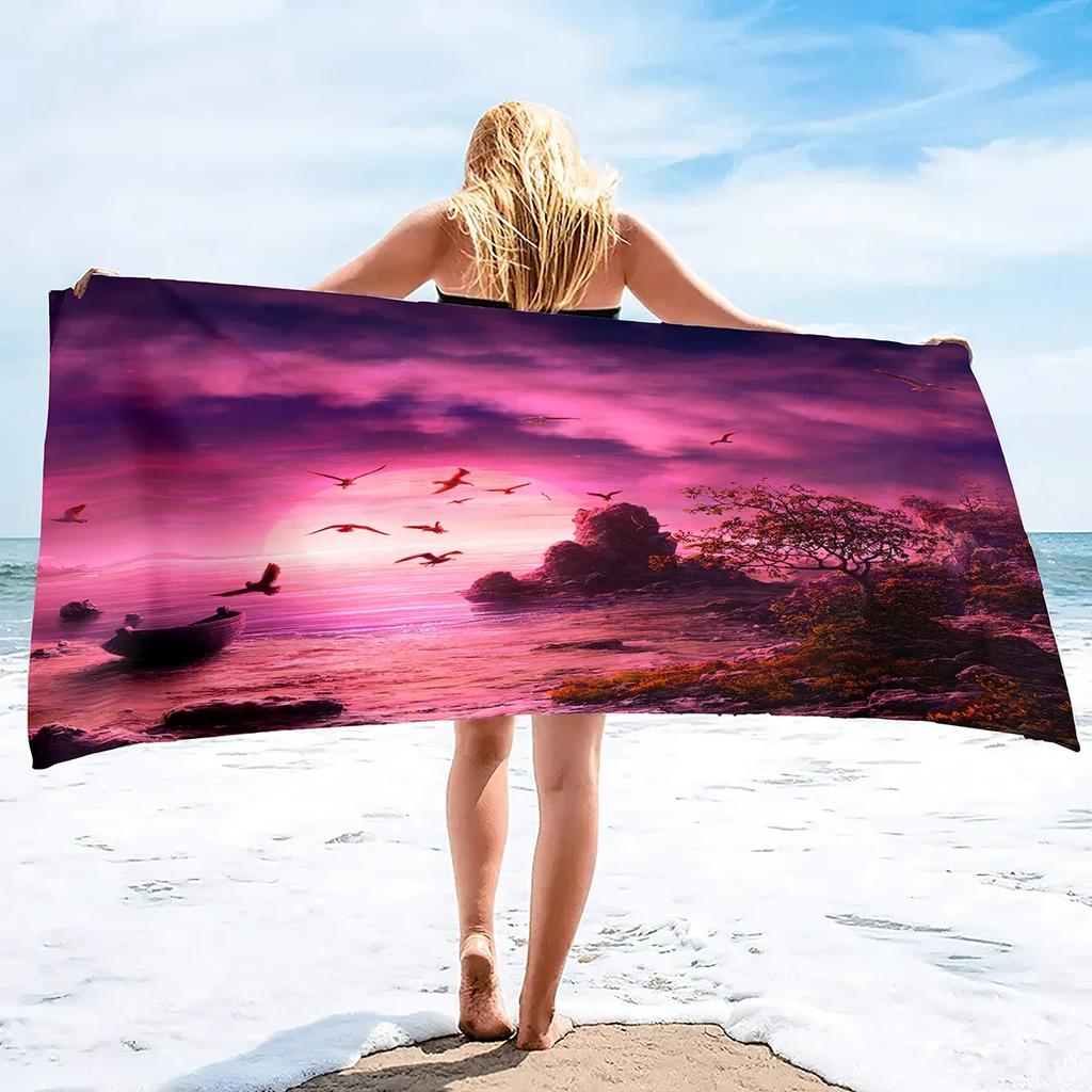 Mikrofaser Pool Sanddicht Strandtuch Decke Schnell Schnelltrocknend Sandfrei Dicht Außen Reise Schwimmen Mikrofaser Landschaft Geschenk