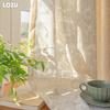 1PC LOZUJOJU Romantic and Exquisite French Hollow Transparent Tulle Beige Jacquard Sheer Curtain for Living Room Bedroom Balcony Window Home Decor