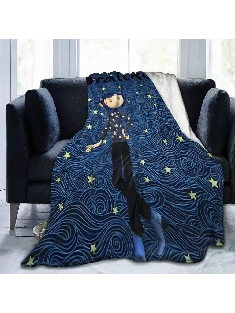 Couverture Polaire en Velours du Film Coraline Style Gothique Animation Halloween Lit Bureau Chaleureux