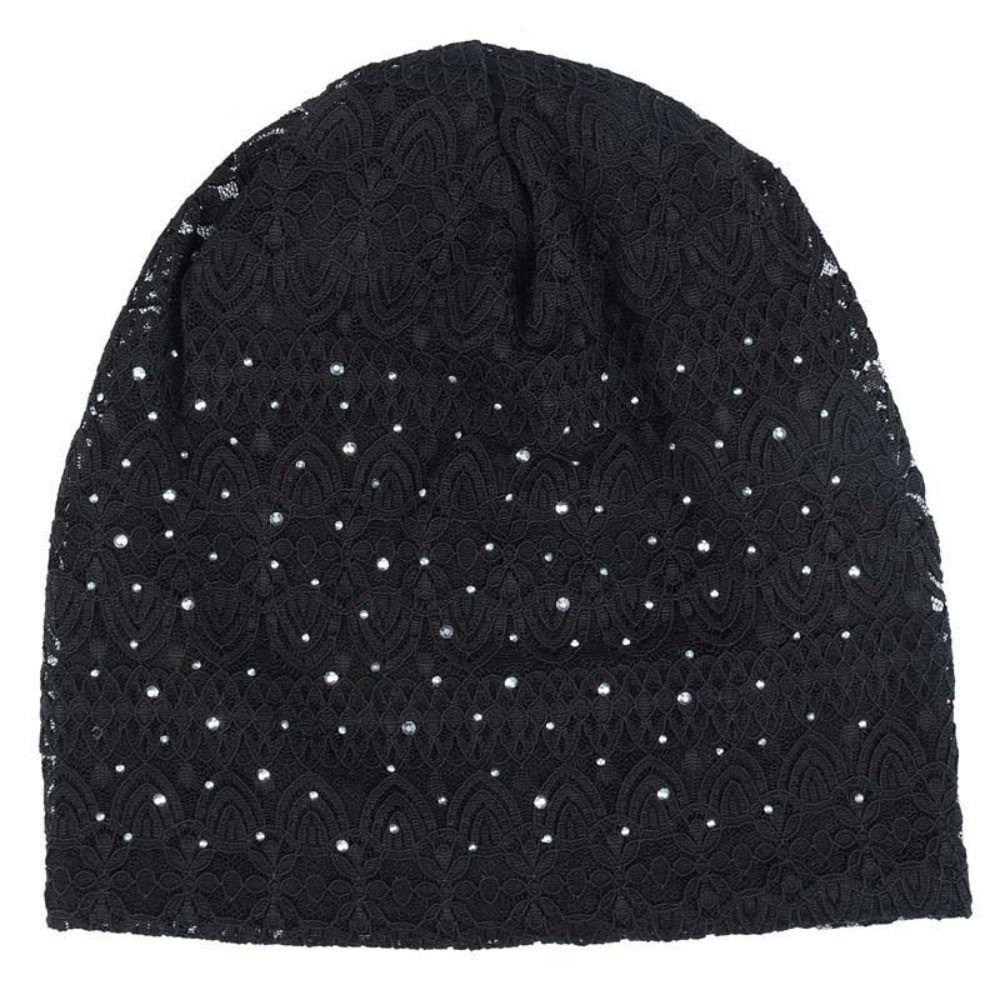 Ethnic Style Lace Beanie Hats Rhinestones Hijab Turban Cap Casual Warm Bonnet Caps  Outdoor