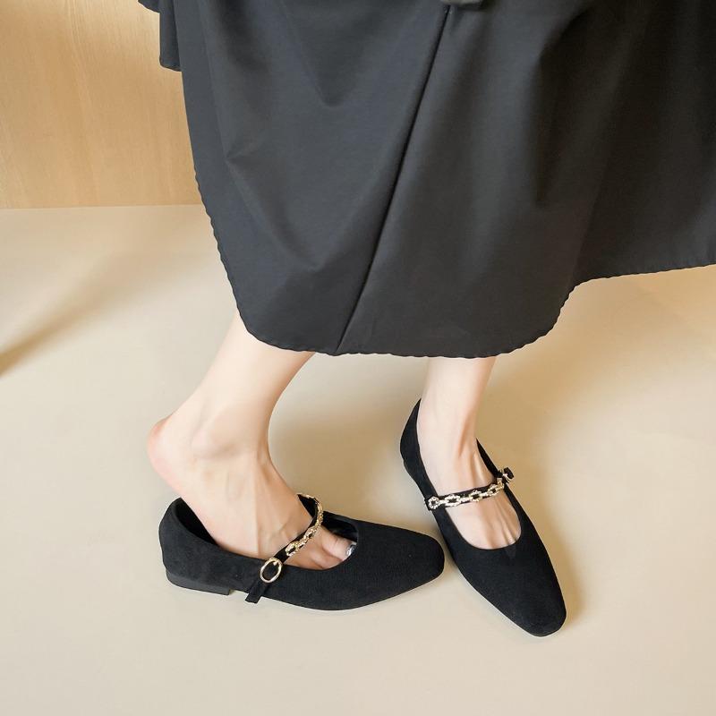 Women's Shallow-mouthed, One-button, Soft-soled, Commuter Flat Single Shoes