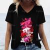 2024 Women T Shirt Summer Floral T-Shirt Plus Size Women's Clothing Oversized Designer Short Sleeve Shirt Women V Neck Blouse