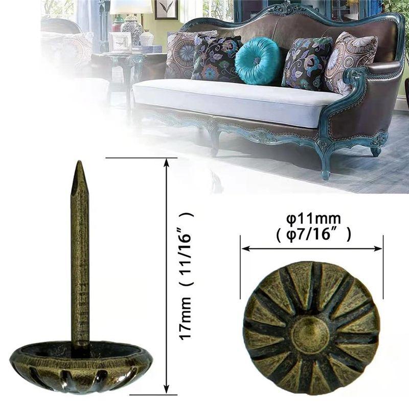 AEE4-Furniture Nails For Interior Decoration Furniture Decorative Nails Daisy Upholstery Nails Antique Brass 300PCS