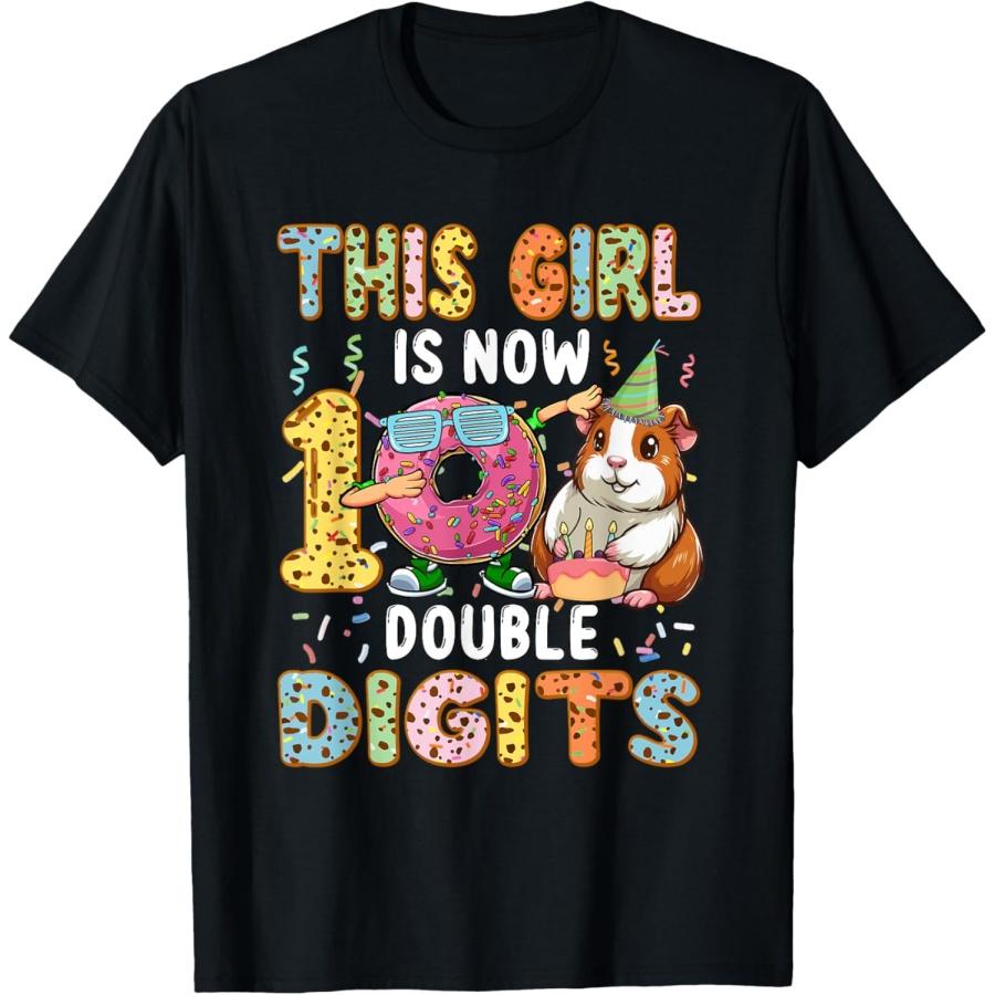 

Girl Costume 10 Double Digits Funny 10th Birthday Guinea Pig T-Shirt XXXXXL чёрный