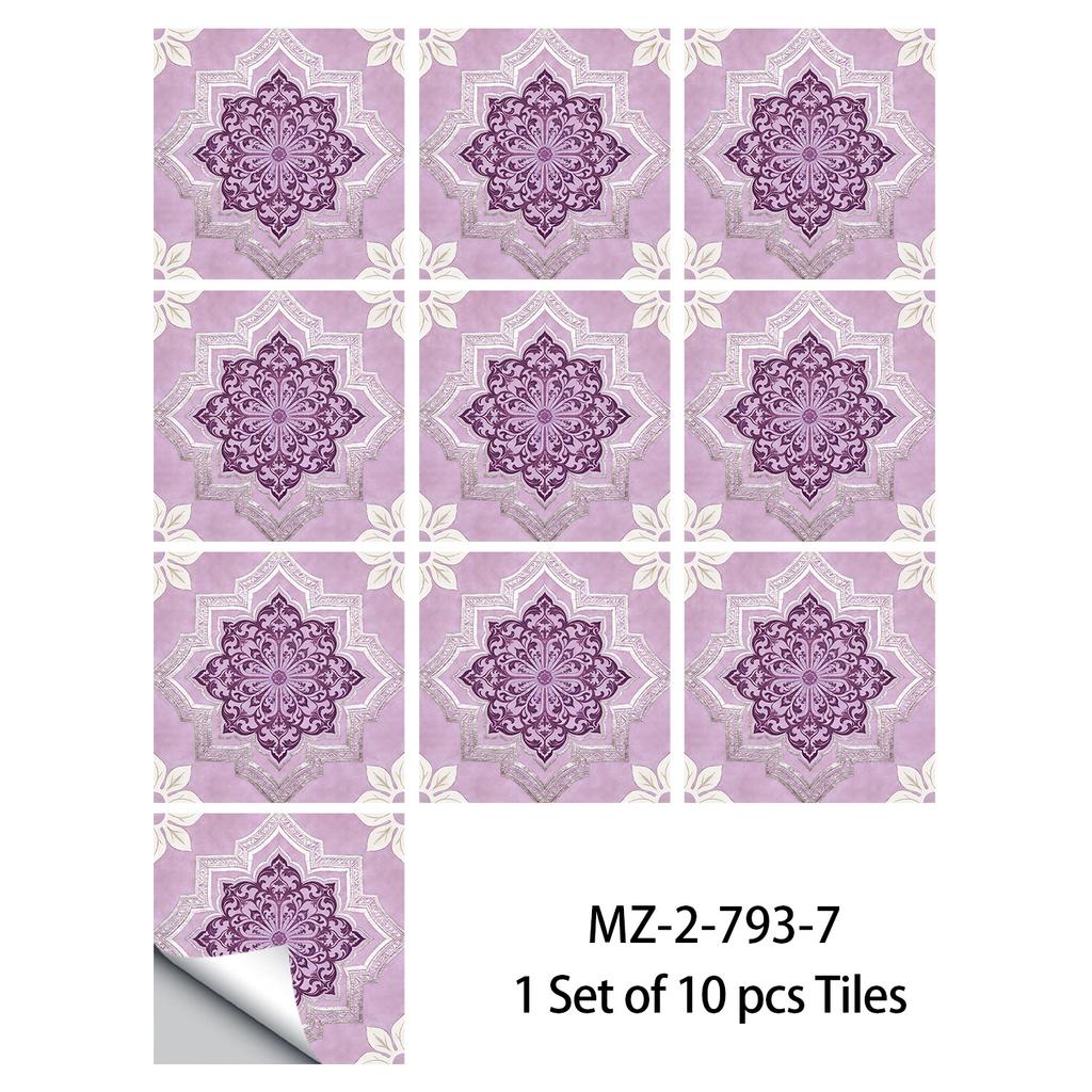 10 Pezzi Adesivi Piastrelle Mandala Boho - Decalcomanie Murali in PVC Lucido Cristallo - Murale Autoadesivo Impermeabile per Pavimento Cucina Bagno Decorazione Casa