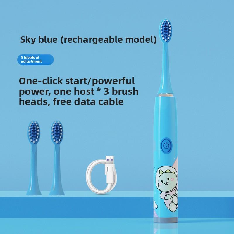 Children's Electric Toothbrush Cartoon Soft Hair IP6 Waterproof Sonic Vibration Rechargeable U-shaped Toothbrush