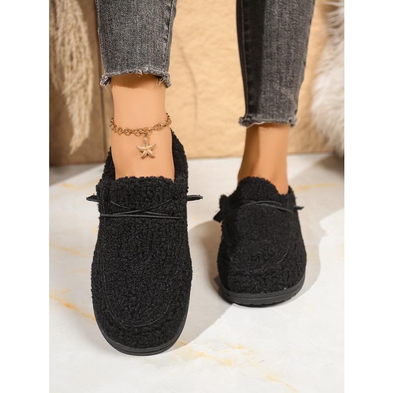 Warm Cotton Shoes 2025 Winter New Elastic Band Plus-size Flat Slip-over Women's Shoes