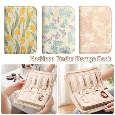 Butterfly/Pattern Jewelry Storage Book Anti-oxidation Grid Storage Jewelry Storage Bag  for Women