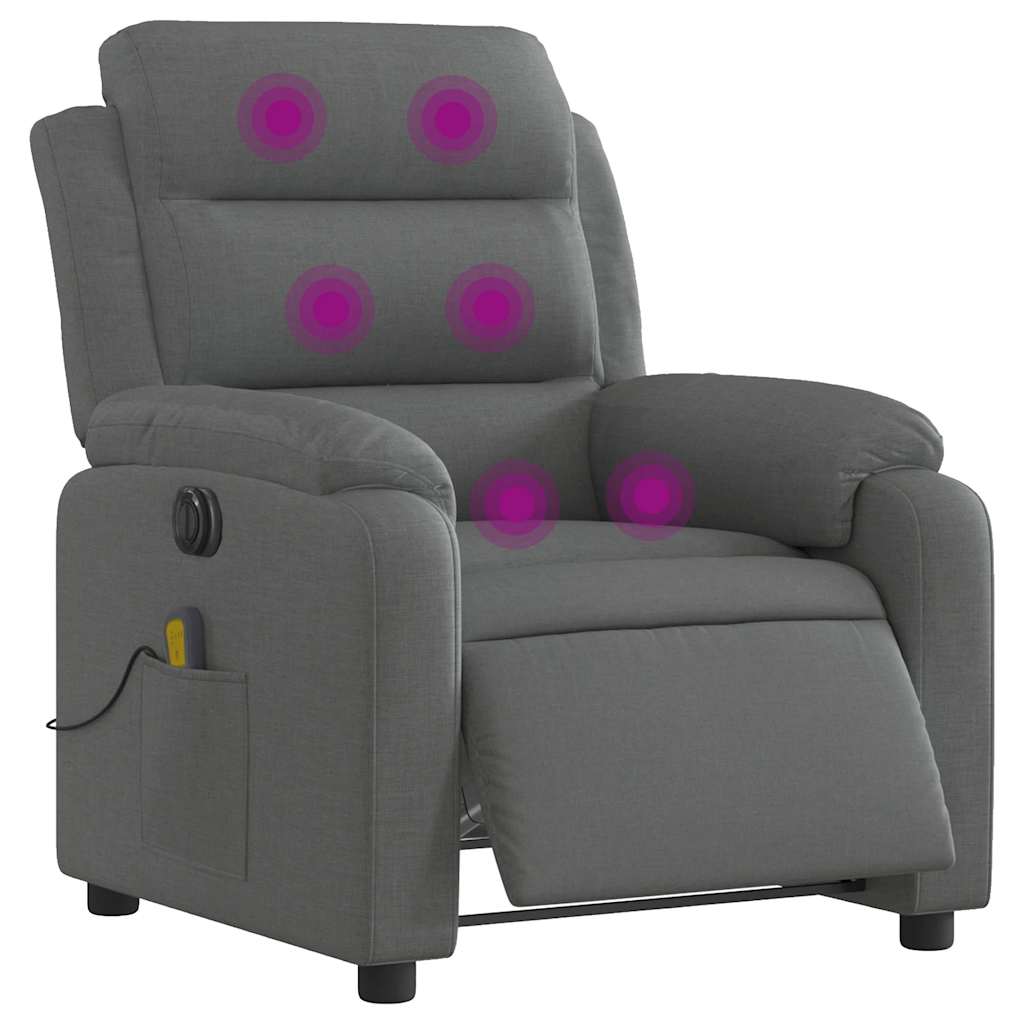 Vidaxl Reclining Massage Chair, Electric, Dark Grey, Fabric
