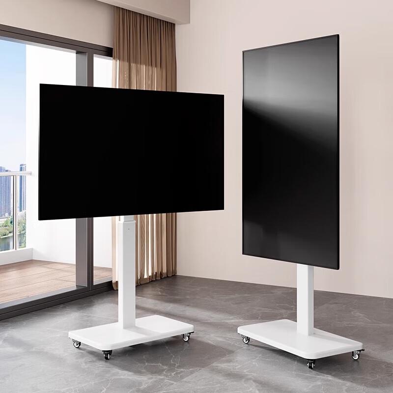 Black Hand-Crank Mobile TV Stand for 65-100 Inch Displays