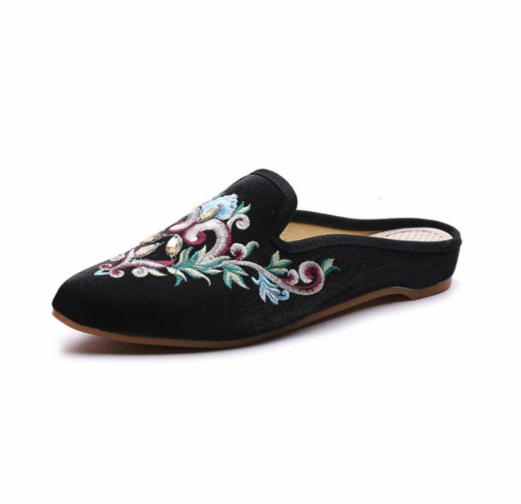 Ciabatte Estive Harajuku Stile Cinese Scarpe da Donna per Donne Moda Casual Vintage Ricamo Stile Etnico Streetwear