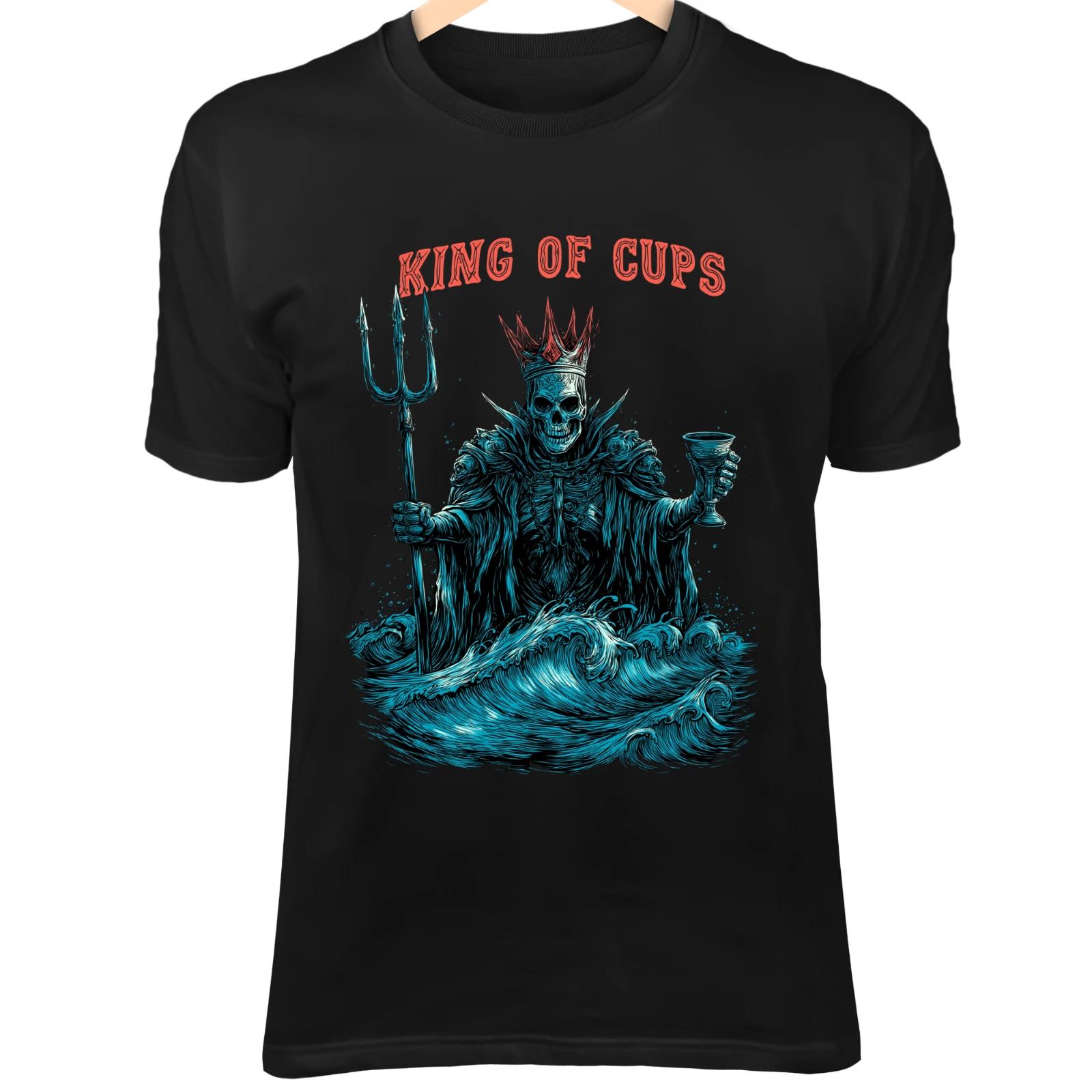 KING OF CUPS Shirt - Skull Tarot, Skeleton King in Black Sea Gothic Art Tee M