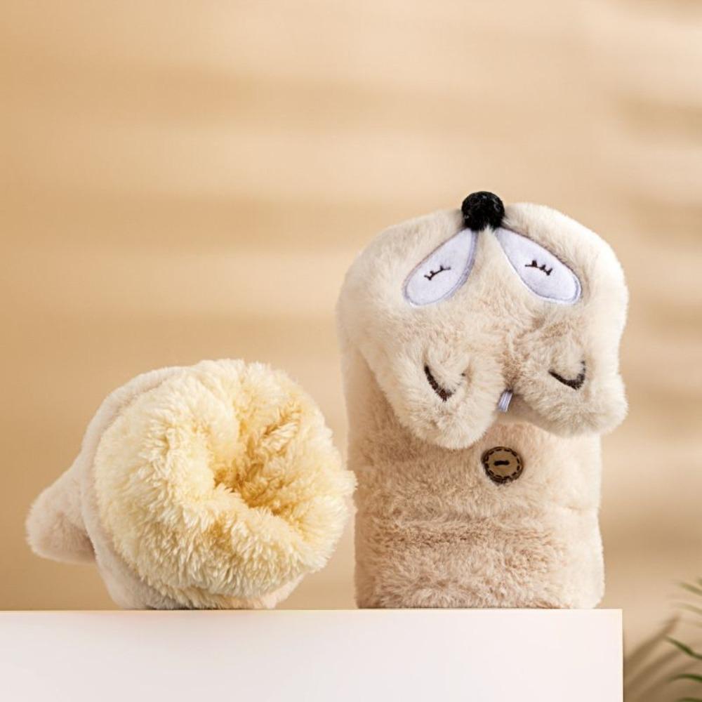 Windproof Animal Plush Mittens Faux Rabbit Hair Flip Gloves Fashion Half Finger Gloves  Outdoor