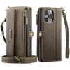 Para iPhone 14 Pro Max Funda CASEME C39 Cartera con Cremallera Bloqueo RFID Tapa de Cuero con Soporte y Correa - B