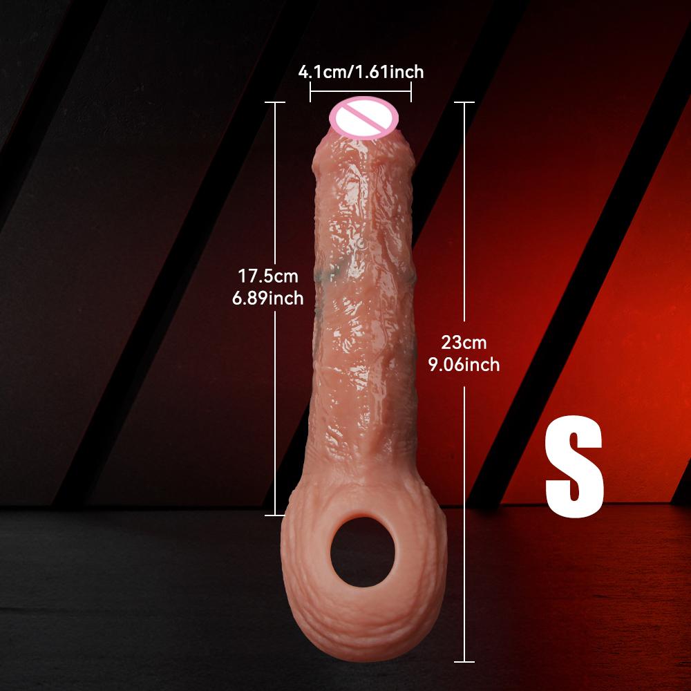 Penis Extender Sex Toys Cock Sleeve Men Adult Sexy Realistic Silicone Delay Ejaculation Enlargement Reusable Condom Training